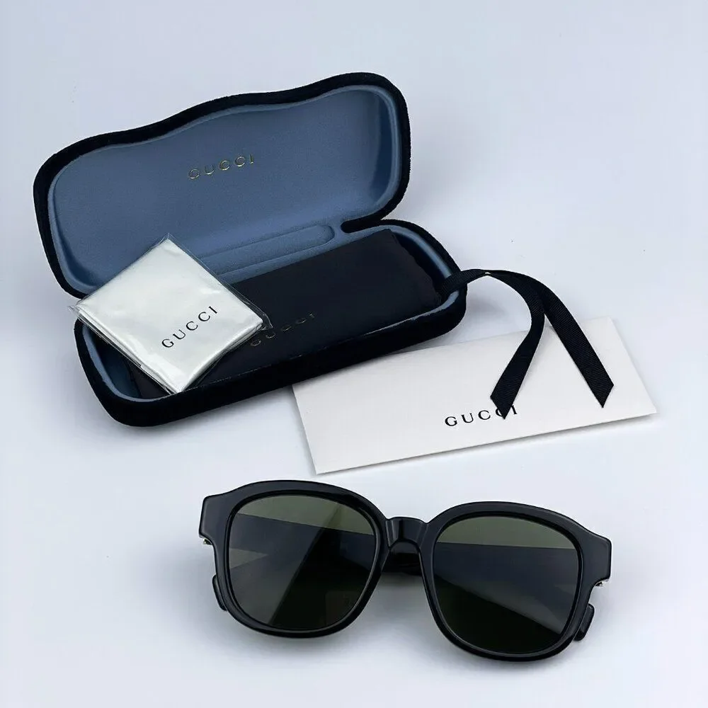 SALE! NEW Gucci GG1140SK 002 Black Green Square Unisex Sunglasses